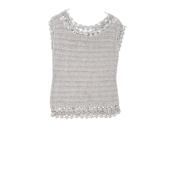 Say What? Womens Beige Crochet Sleeveless Top Size Large - Picture 2 of 9